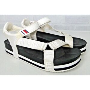 Tommy‎ Hilfiger Womens Beckia White Platform Sandals 10 Medium
